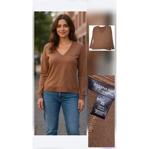 Banana Republic Luxespun Metallic Chocolate Top XS Brown Oversized LS